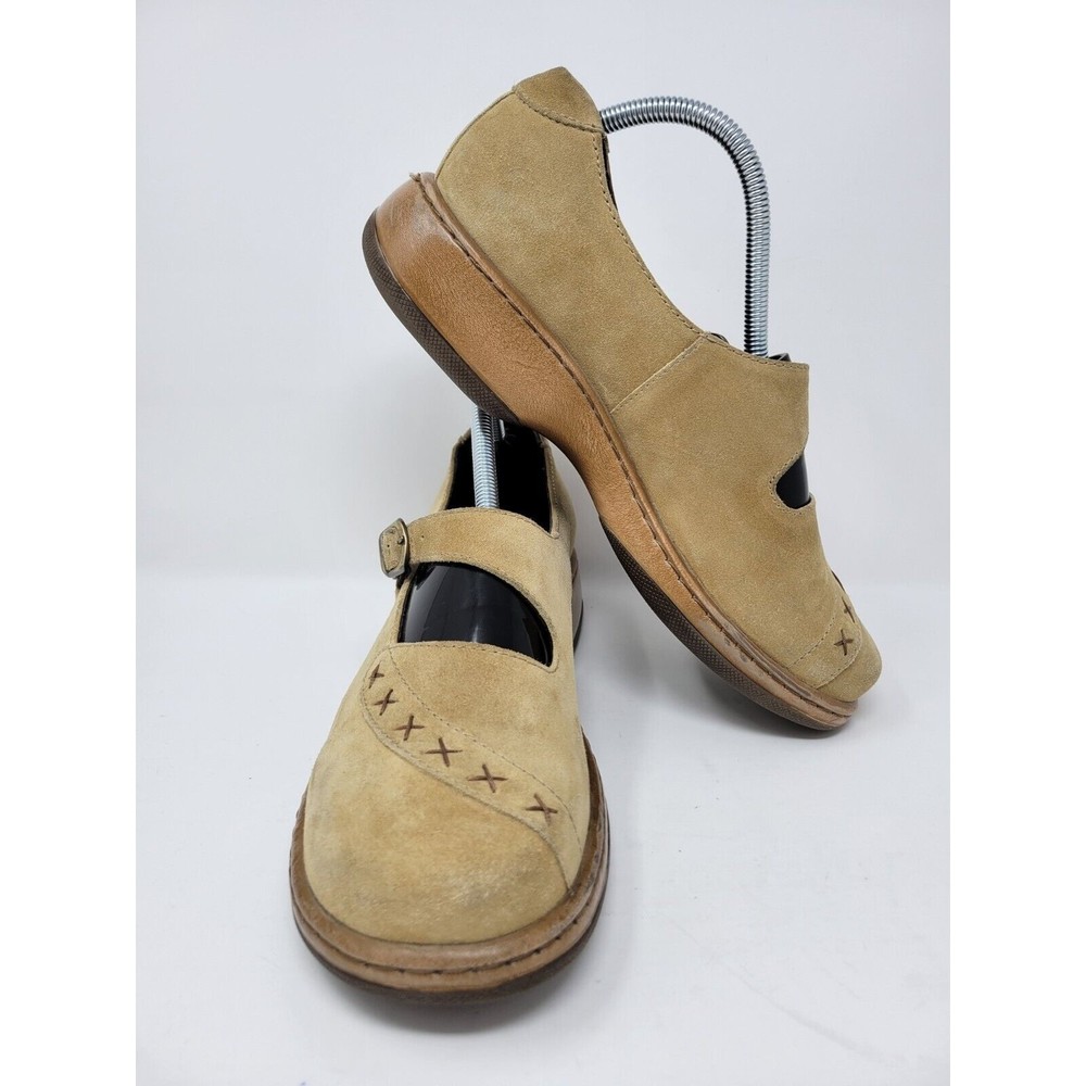 Dansko Mary Jane Clogs Womens EU 41 US 10.5 Tan Suede Leather Buckle Strap